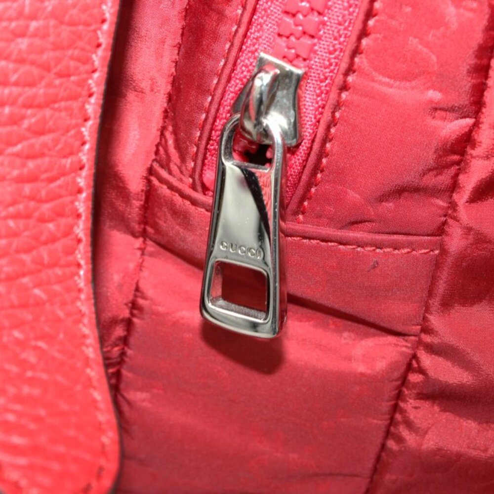 Gucci Red GG Nylon Backpack Leather Trim Authentic Designer Bag - Picture 15 of 16